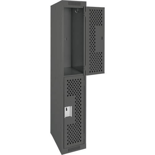 Casiers Clean Line, 2 niveaux, 12" x 15" x 72", Acier, Charbon, Rivet (assembl&eacute;), Perfor&eacute; Pronet Distribution