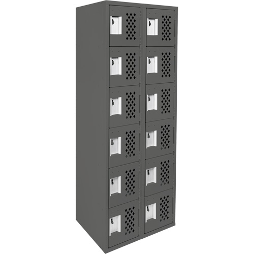 Clean-Line Perforated Lockerette, 6 -tier, Bank of 2, 15" x 72" x 12", Steel Pronet Distribution