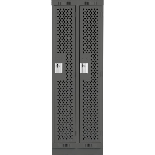 Clean Line Lockers, Bank of 2, 24" x 12" x 76", Steel, Charcoal, Rivet (Assembled), Perforated Pronet Distribution