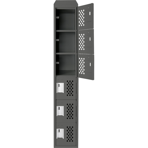 Assembled Lockerettes Clean Line Perforated Economy Lockers, 6 -tier, 18" x 72" x 12", Steel Pronet Distribution