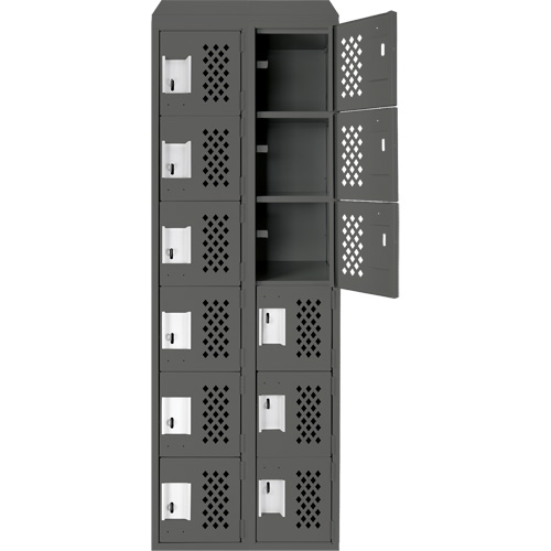 Clean-Line Perforated Lockerette, 6 -tier, Bank of 2, 12" x 72" x 12", Steel Pronet Distribution