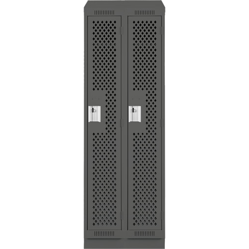 Clean Line Lockers, Bank of 2, 24" x 18" x 82", Steel, Charcoal, Rivet (Assembled), Perforated Pronet Distribution