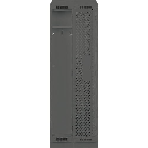 Clean Line Lockers, Bank of 2, 24" x 18" x 82", Steel, Charcoal, Rivet (Assembled), Perforated Pronet Distribution