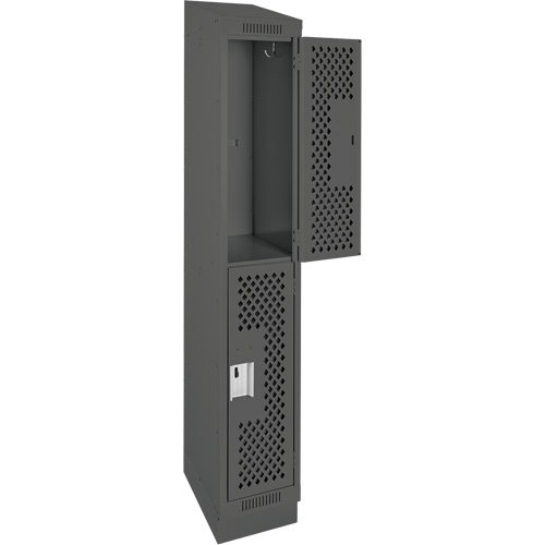 Casiers Clean Line, 2 niveaux, 12" x 18" x 82", Acier, Charbon, Rivet (assembl&eacute;), Perfor&eacute; Pronet Distribution
