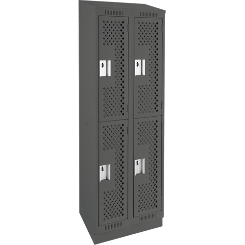 Casiers Clean Line, 2 niveaux, Bloc de 2, 24" x 18" x 82", Acier, Charbon, Rivet (assembl&eacute;), Perfor&eacute; Pronet Distribution