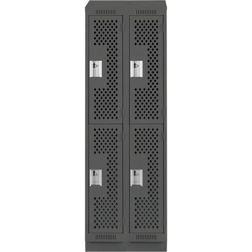 Casiers Clean Line, 2 niveaux, Bloc de 2, 24" x 18" x 82", Acier, Charbon, Rivet (assembl&eacute;), Perfor&eacute; Pronet Distribution
