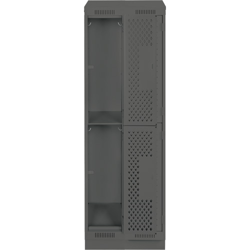 Casiers Clean Line, 2 niveaux, Bloc de 2, 24" x 18" x 82", Acier, Charbon, Rivet (assembl&eacute;), Perfor&eacute; Pronet Distribution