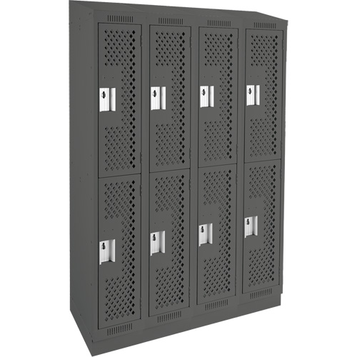 Casiers Clean Line, 2 niveaux, Bloc de 4, 48" x 18" x 82", Acier, Charbon, Rivet (assembl&eacute;), Perfor&eacute; Pronet Distribution
