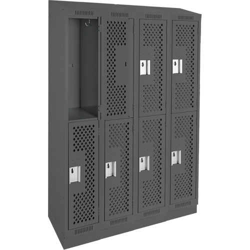 Casiers Clean Line, 2 niveaux, Bloc de 4, 48" x 18" x 82", Acier, Charbon, Rivet (assembl&eacute;), Perfor&eacute; Pronet Distribution