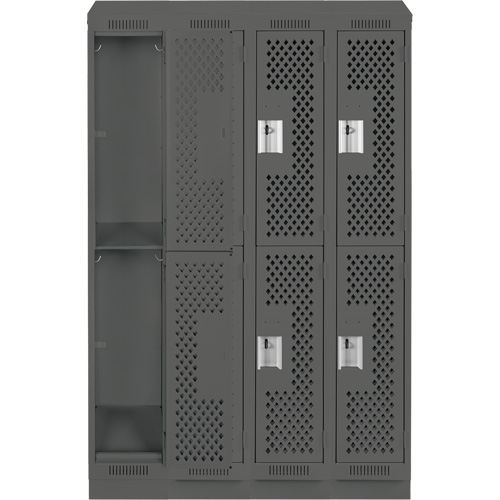 Casiers Clean Line, 2 niveaux, Bloc de 4, 48" x 18" x 82", Acier, Charbon, Rivet (assembl&eacute;), Perfor&eacute; Pronet Distribution