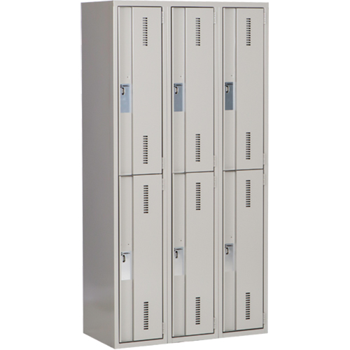 Casiers robustes Concorde, 2 niveaux, Bloc de 3, 36" x 18" x 72", Acier, Gris, Soud&eacute; (assembl&eacute;) Pronet Distribution