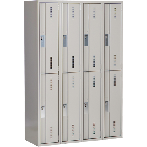 Concorde Heavy-Duty Lockers, 2 -tier, Bank of 4, 48" x 18" x 72", Steel, Grey, Welded (Assembled) Pronet Distribution