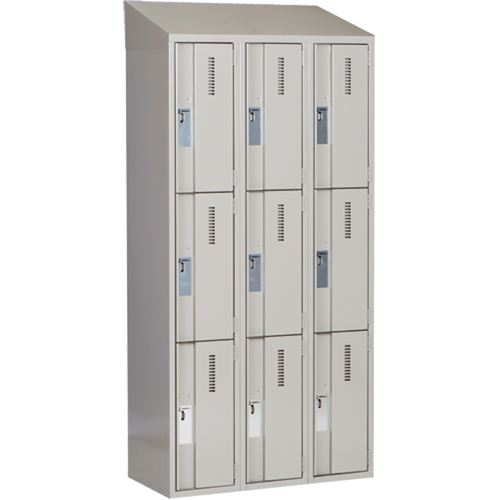 Concorde Heavy-Duty Lockers, 3 -tier, Bank of 3, 36" x 18" x 78", Steel, Grey, Welded (Assembled) Pronet Distribution