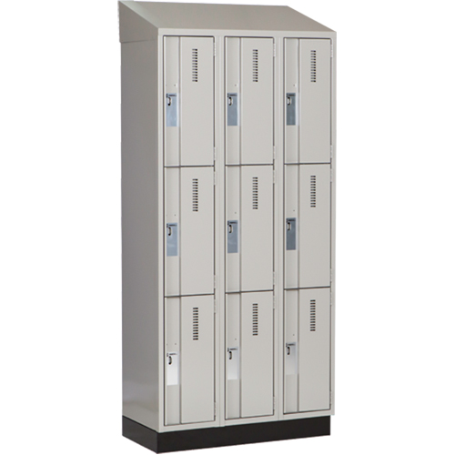 Concorde Heavy-Duty Lockers, 3 -tier, Bank of 3, 36" x 18" x 82", Steel, Grey, Welded (Assembled) Pronet Distribution