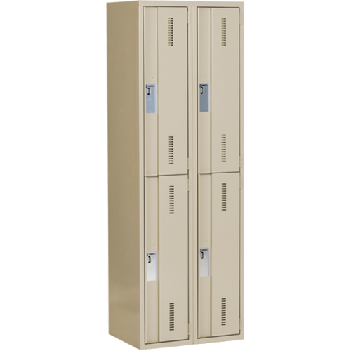 Concorde Heavy-Duty Lockers, 2 -tier, Bank of 2, 24" x 18" x 72", Steel, Beige, Welded (Assembled) Pronet Distribution
