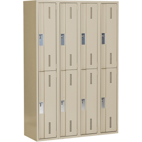 Concorde Heavy-Duty Lockers, 2 -tier, Bank of 4, 48" x 18" x 72", Steel, Beige, Welded (Assembled) Pronet Distribution