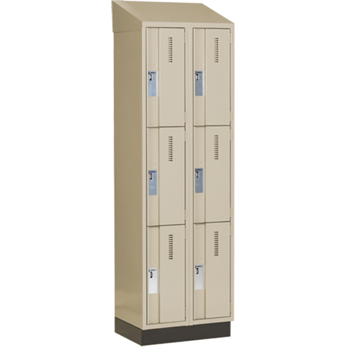 Concorde Heavy-Duty Lockers, 3 -tier, Bank of 2, 24" x 18" x 82", Steel, Beige, Welded (Assembled) Pronet Distribution