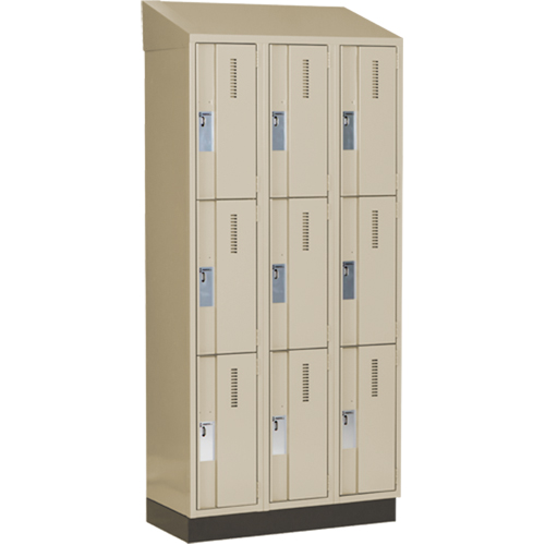 Concorde Heavy-Duty Lockers, 3 -tier, Bank of 3, 36" x 18" x 82", Steel, Beige, Welded (Assembled) Pronet Distribution