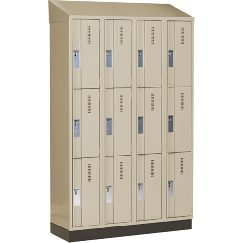 Concorde Heavy-Duty Lockers, 3 -tier, Bank of 4, 48" x 18" x 82", Steel, Beige, Welded (Assembled) Pronet Distribution