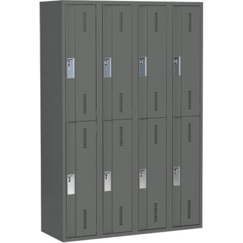 Casiers robustes Concorde, 2 niveaux, Bloc de 4, 48" x 18" x 72", Acier, Charbon, Soud&eacute; (assembl&eacute;) Pronet Distribution