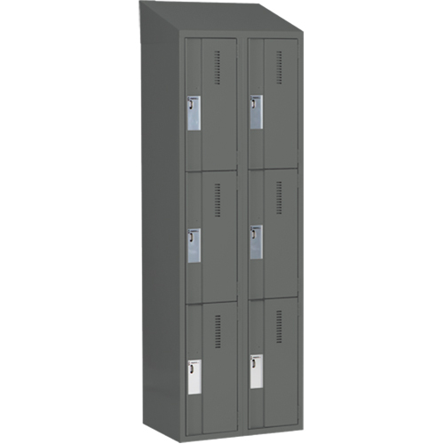 Concorde Heavy-Duty Lockers, 3 -tier, Bank of 2, 24" x 18" x 78", Steel, Charcoal, Welded (Assembled) Pronet Distribution