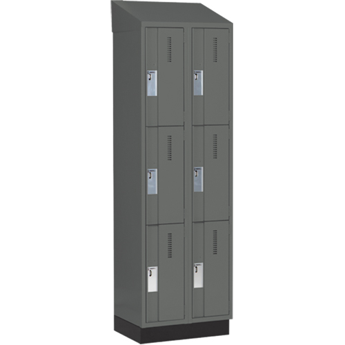 Concorde Heavy-Duty Lockers, 3 -tier, Bank of 2, 24" x 18" x 82", Steel, Charcoal, Welded (Assembled) Pronet Distribution