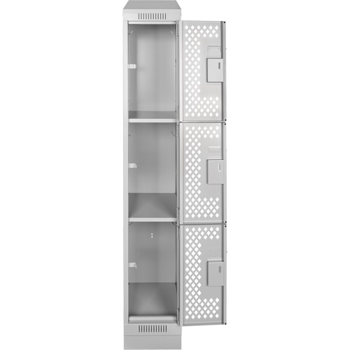 Casiers Clean Line, 3 niveaux, 12" x 12" x 72", Acier, Gris, Rivet (assembl&eacute;), Perfor&eacute; Pronet Distribution