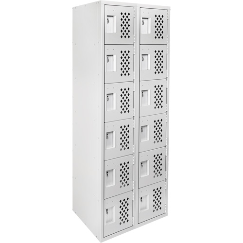 Clean-Line Perforated Lockerette, 6 -tier, Bank of 2, 15" x 72" x 12", Steel Pronet Distribution