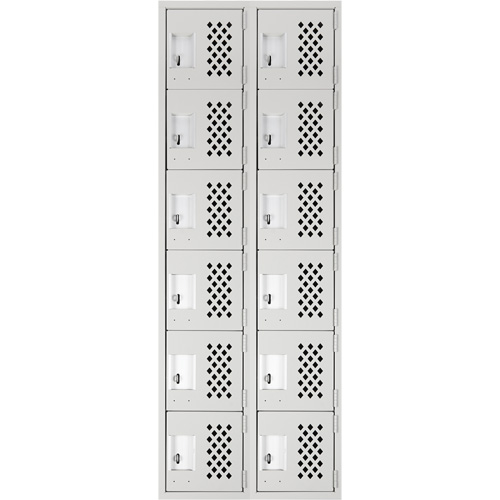 Clean-Line Perforated Lockerette, 6 -tier, Bank of 2, 15" x 72" x 12", Steel Pronet Distribution