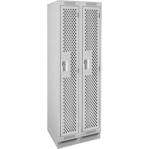 Clean Line Lockers, Bank of 2, 24" x 12" x 76", Steel, Grey, Rivet (Assembled), Perforated Pronet Distribution