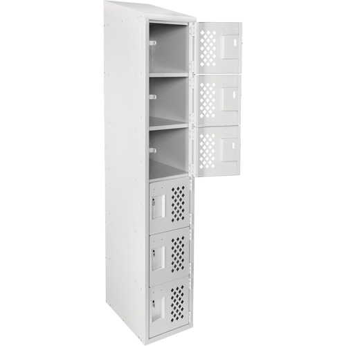 Assembled Lockerettes Clean Line Perforated Economy Lockers, 6 -tier, 18" x 72" x 12", Steel Pronet Distribution