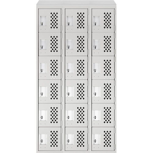Clean-Line Perforated Lockerette, 6 -tier, Bank of 3, 12" x 72" x 12", Steel Pronet Distribution