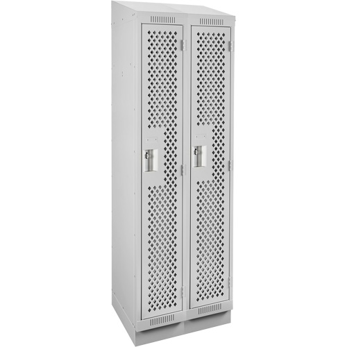 Clean Line Lockers, Bank of 2, 24" x 18" x 82", Steel, Grey, Rivet (Assembled), Perforated Pronet Distribution