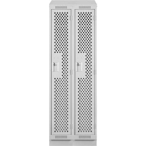 Clean Line Lockers, Bank of 2, 24" x 18" x 82", Steel, Grey, Rivet (Assembled), Perforated Pronet Distribution
