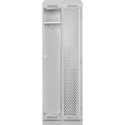 Clean Line Lockers, Bank of 2, 24" x 18" x 82", Steel, Grey, Rivet (Assembled), Perforated Pronet Distribution