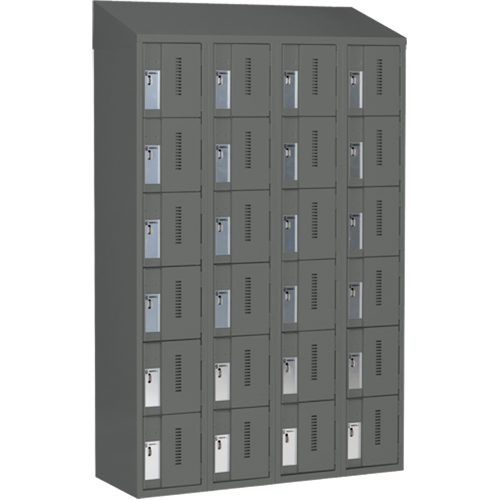 Concorde Heavy-Duty Lockers, 6 -tier, Bank of 4, 48" x 18" x 78", Steel, Charcoal, Welded (Assembled) Pronet Distribution