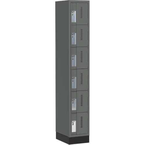 Concorde Heavy-Duty Lockers, 6 -tier, 12" x 18" x 76", Steel, Charcoal, Welded (Assembled) Pronet Distribution