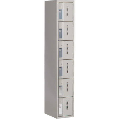 Concorde Heavy-Duty Lockers, 6 -tier, 12" x 18" x 72", Steel, Grey, Welded (Assembled) Pronet Distribution