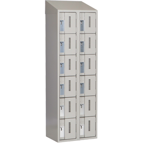 Concorde Heavy-Duty Lockers, 6 -tier, Bank of 2, 24" x 18" x 78", Steel, Grey, Welded (Assembled) Pronet Distribution