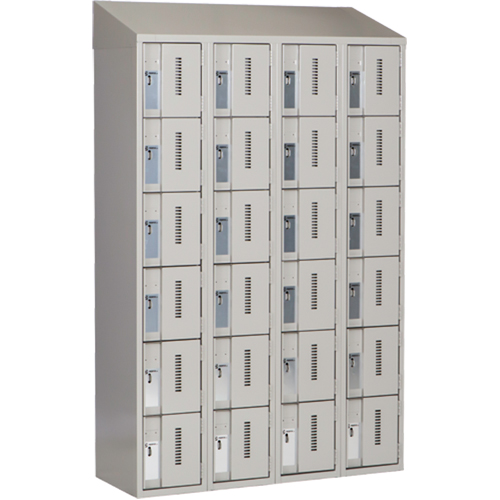 Concorde Heavy-Duty Lockers, 6 -tier, Bank of 4, 48" x 18" x 78", Steel, Grey, Welded (Assembled) Pronet Distribution