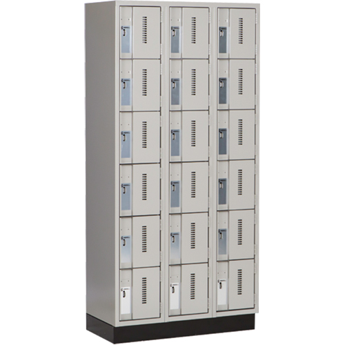 Concorde Heavy-Duty Lockers, 6 -tier, Bank of 3, 36" x 18" x 76", Steel, Grey, Welded (Assembled) Pronet Distribution