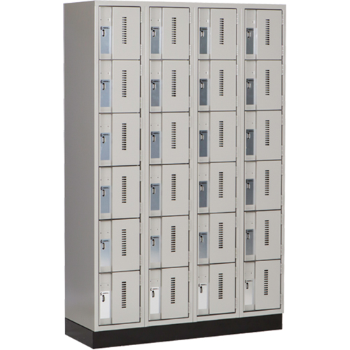 Concorde Heavy-Duty Lockers, 6 -tier, Bank of 4, 48" x 18" x 76", Steel, Grey, Welded (Assembled) Pronet Distribution