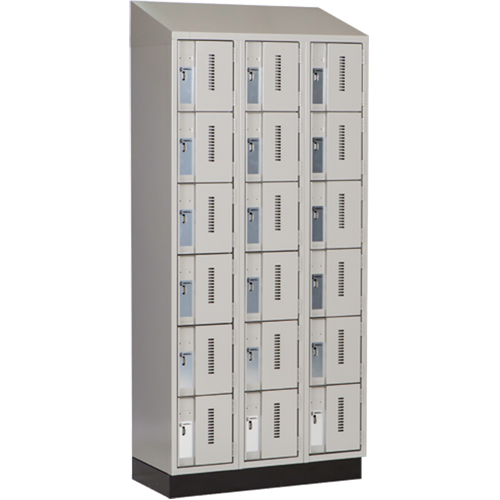 Concorde Heavy-Duty Lockers, 6 -tier, Bank of 3, 36" x 18" x 82", Steel, Grey, Welded (Assembled) Pronet Distribution