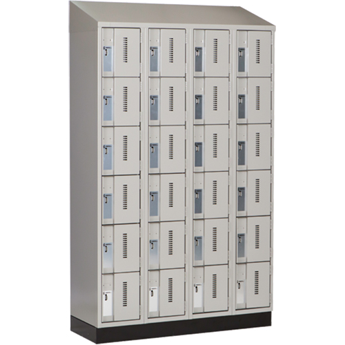 Concorde Heavy-Duty Lockers, 6 -tier, Bank of 4, 48" x 18" x 82", Steel, Grey, Welded (Assembled) Pronet Distribution