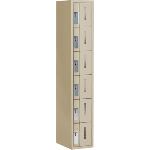 Concorde Heavy-Duty Lockers, 6 -tier, 12" x 18" x 72", Steel, Beige, Welded (Assembled) Pronet Distribution