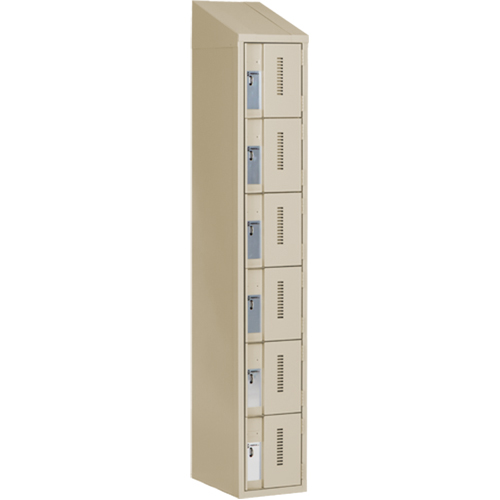 Concorde Heavy-Duty Lockers, 6 -tier, 12" x 18" x 78", Steel, Beige, Welded (Assembled) Pronet Distribution