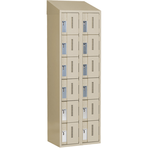 Concorde Heavy-Duty Lockers, 6 -tier, Bank of 2, 24" x 18" x 78", Steel, Beige, Welded (Assembled) Pronet Distribution