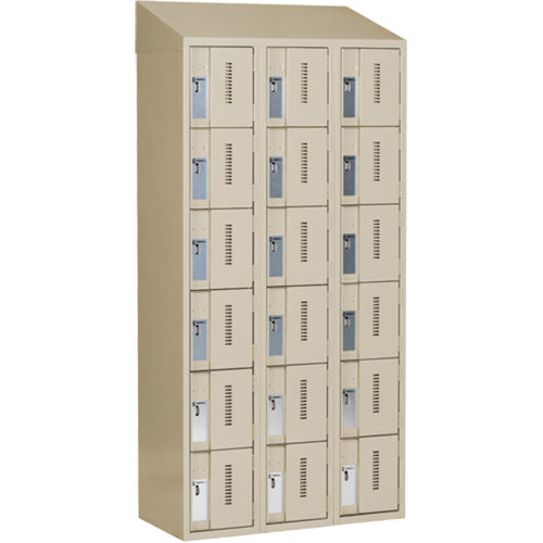 Concorde Heavy-Duty Lockers, 6 -tier, Bank of 3, 36" x 18" x 78", Steel, Beige, Welded (Assembled) Pronet Distribution