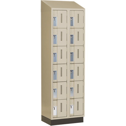 Concorde Heavy-Duty Lockers, 6 -tier, Bank of 2, 24" x 18" x 82", Steel, Beige, Welded (Assembled) Pronet Distribution