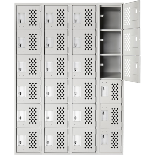Clean Line Lockerettes, 6 -tier, Bank of 4, 18" x 72" x 12", Steel Pronet Distribution
